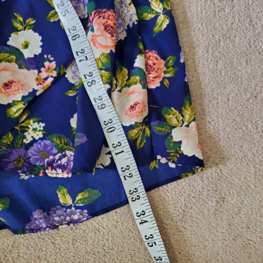 Lulus Honey Punch Floral Blue Faux Wrap Cottagecore Feminine Longsleeve Dress S - Picture 7 of 10